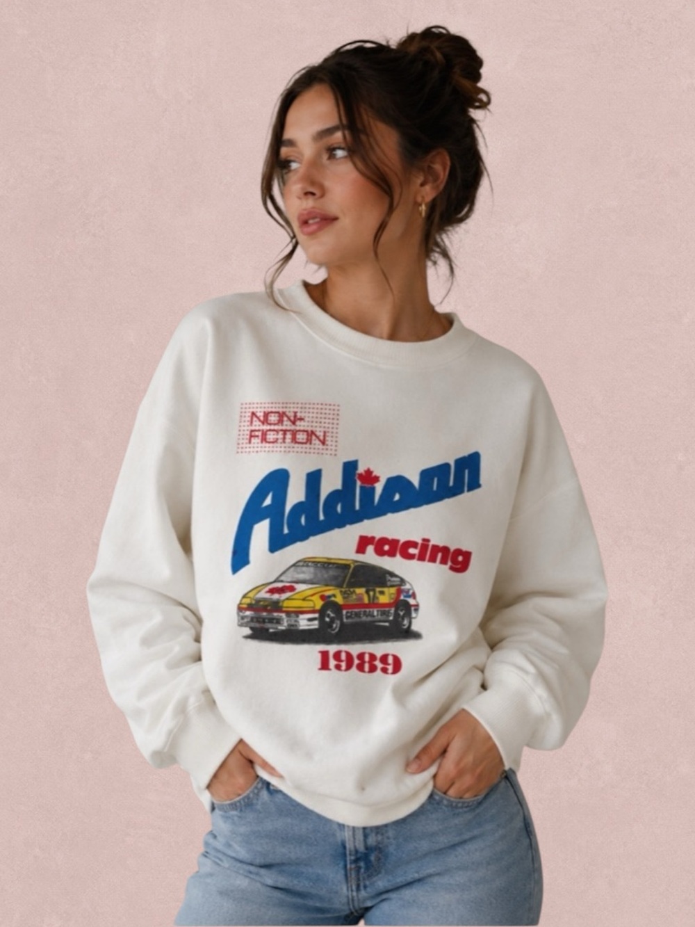 Vintage 1989 Motorsport Racing Sweatshirt Made in Canada Graphic Crewneck XL